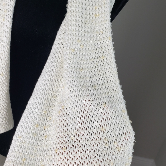 ROMEO & Juliet Crochet open front Cardigan Embroidered Glass Beads White M - Picture 4 of 8